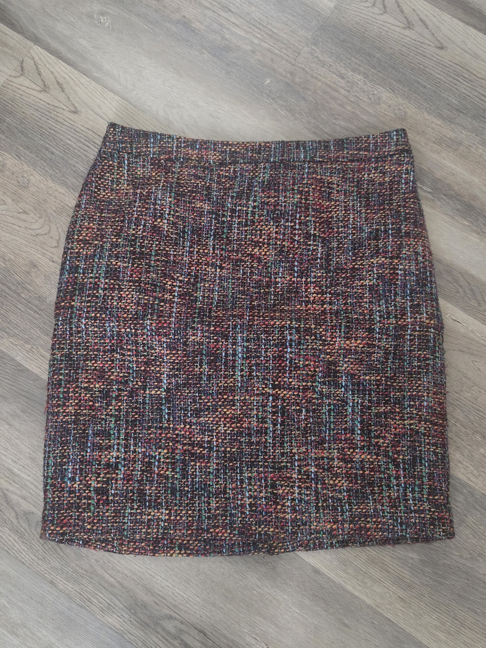 Ann Taylor Loft Colorful Tweed Straight Pencil Skirt 8 Academia Office Artsy
